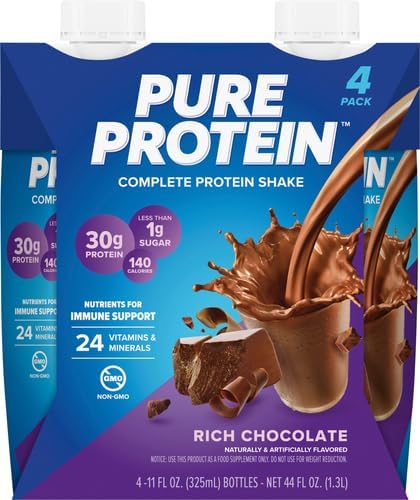 Pure Protein Chocolate Protein Shake | 30g Complete Protein | Ready to Drink and Keto-Friendly | Vitamins A, C, D