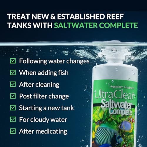 Saltwater Complete – Live Nitrifying Bacteria Blend for Saltwater & Reef Aquariums - Instant Cycle Marine Tank Starter - Removes Ammonia Nitrite - Clarifier - Safe for Fish Coral Invertebrates - 1Gal