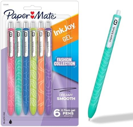 Paper Mate InkJoy Gel Pens, Black, Medium Point (0.7mm), Comfort Grip, 10 Count - Fast Drying Ink, Smooth Writing, Office Supplies
