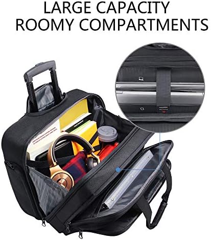 KROSER 17.3 Inch Rolling Laptop Computer Bag,Wheeled Briefcase，Roller case