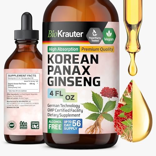 BIO KRAUTER Korean Panax Ginseng Tincture, Immune & Energy Support, 4 Fl.Oz