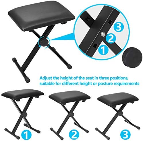 Saturnpower 61-Key Portable Electronic Keyboard Piano with Built In Speakers, Headphones, Microphone, Dual Power Supply, Piano Stand