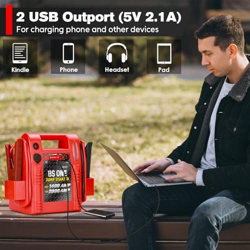24V / 12V Jump Starter, Heavy Duty 1200/2400 Peak Amp Sealed Lead Acid Battery Jump Starter for Car Truck Tractor Excavator