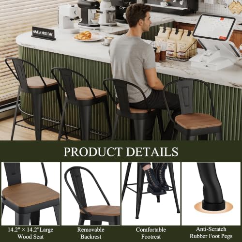 Aklaus Metal Bar Stools Set of 4