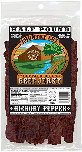 Buffalo Bills Mesquite Country Cut smoked Beef Jerky, Moist & Tender, 8 Oz | Mesquite Beef Jerky, Made In USA, High Protein, Low Carb, For Work, Trips, On-The-Go Snacking, Smoky Flavor, Hot Snacks