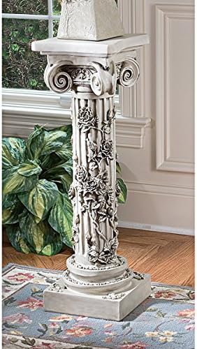 Design Toscano EU2866 Rose Garland Indoor/Outdoor Pedestal Plant Stand, 11 Inches Wide, 34 Inches Tall, Handcast Polyresin, Antique Stone Finish