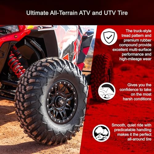 Tusk Terrabite 25x10-12 Radial Tire for UTV/ATV, Medium/Hard Terrain, Heavy Duty 8-Ply Rated Construction, Reinforced Sidewall Tread Armor