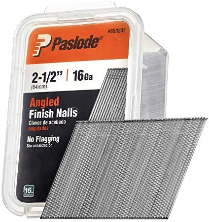 Paslode, Finishing Nail, 650232, 20 Degree Angled Galvanized, 16 Gauge, 2,000 per Box, 2 1/2 inch