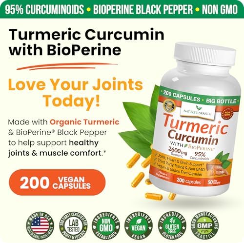 Turmeric Curcumin Supplement with Black Pepper 2600mg for High Absorption | Organic Turmeric Power – Turmeric Supplement For Joints
