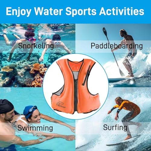 Rrtizan Inflatable Snorkel Vest for Adult, Travel Snorkeling Vest for Swimming, Snorkeling, Paddleboarding, Swim Vest Adult Suitable for 90-220lbs