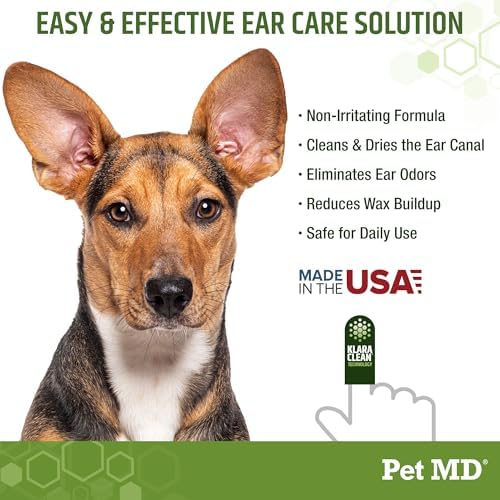 Pet MD Dog Ear Cleaning Wipes – Otic Cleanser for Dogs - 100 ct | Soothing Ear Care with Aloe Vera & Eucalyptus, Regular Wipes