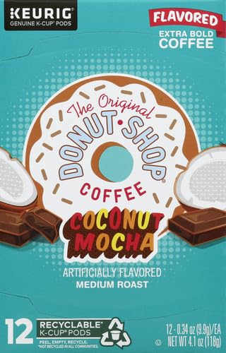 The Original Donut Shop Coffee,medium roast pods Coconut Mocha, 4.1 Ounce, 12 Count