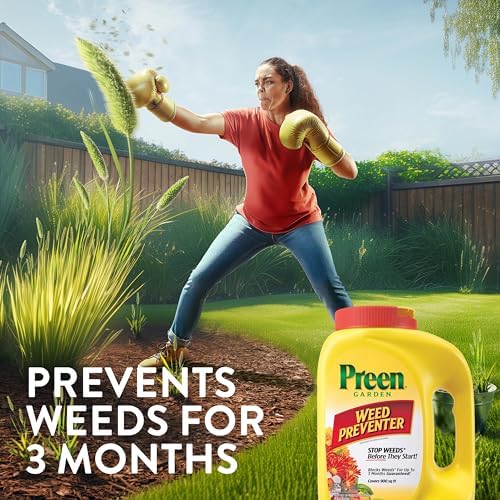 Preen Garden Weed Preventer 16 lb. Drum, Covers 2,560 sq. ft. | Pre Emergent Weed Control for Flower and Vegetable Gardens - Prevents weeds up to 3 months - Safe for use around 200 plants