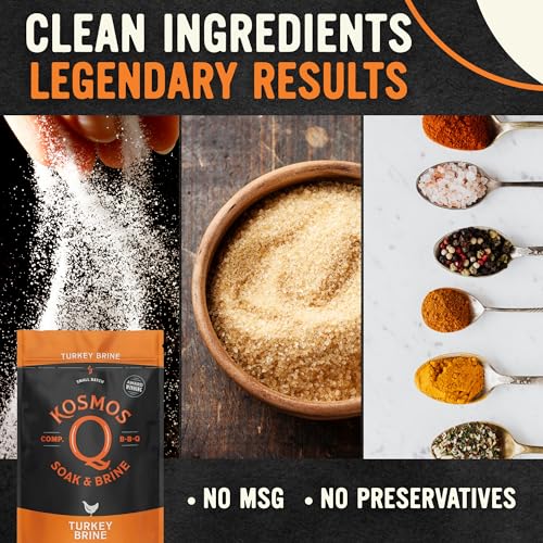 Kosmos Q Chicken Brine Soak, Brown Sugar & Worcestershire Spice Mix For Whole Bird, Breasts, Tenderloins, Grilling, Roasting, Smoking, Locks In Moisture, Savory Flavor, Easy Mix Directions, 16 Oz Bag