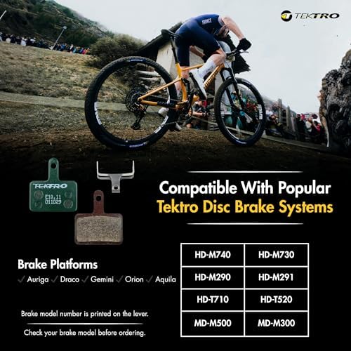 TEKTRO E10.11 Disc Brake Pads, Resin Compound for Smooth & Powerful Braking | Compatible with select TRP, Tektro & Shimano brakes