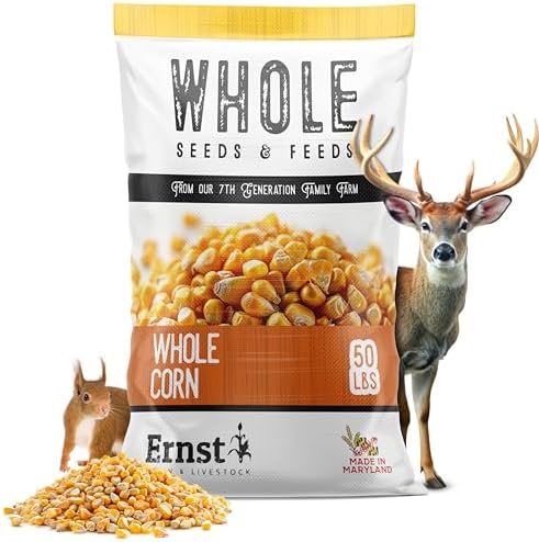 Ernst Grain & Livestock Whole Corn – Perfect Feed for Deer, Squirrels, Chickens, Ducks, Rabbits, Geese, and More! (46 Pound)