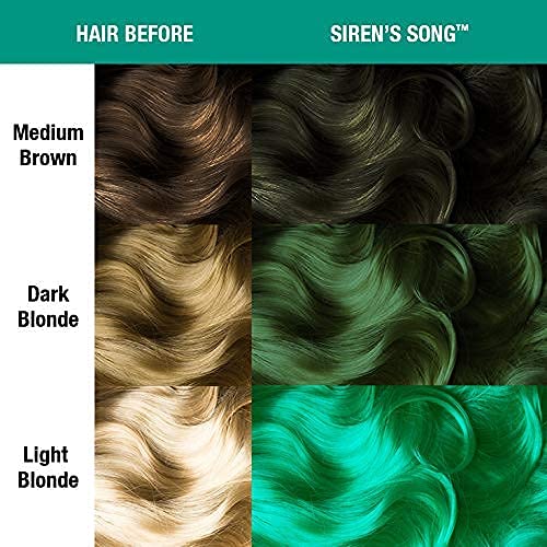 MANIC PANIC Classic Siren's Song Semi Permanent Hair Color - Neon Blue-Green Hair Dye for Women & Men That Lasts 4-6 Weeks - Vegan