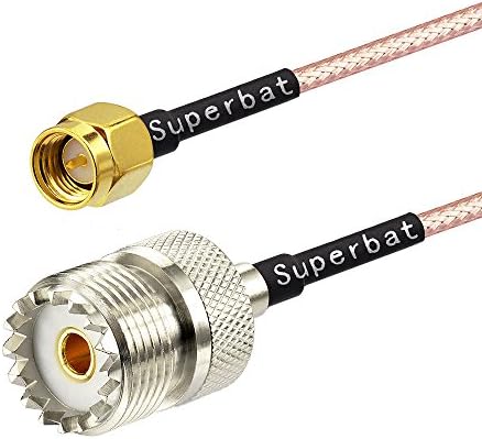 Superbat Coax UHF Female SO-239 to SMA Female Adapter Extension Cable RG316 12" for Baofeng CB Radio Handheld Walkie Talkie 2pcs