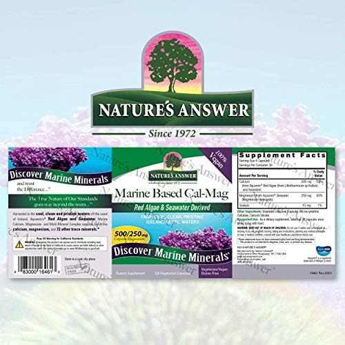 Nature's Answer Marine Based Magnesium, Super Concentrated 500mg | Plant Based | Red Algae & Seawater Derived | Alcohol-Free & Gluten-Free | Vegetarian Capsules 90ct