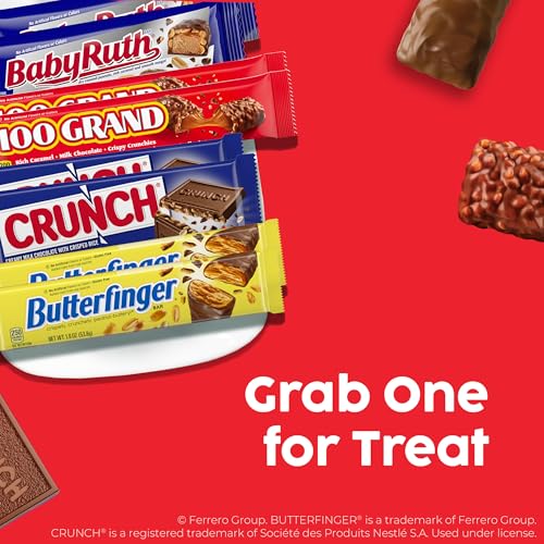 Butterfinger, CRUNCH, Baby Ruth and 100 Grand, Bulk 20 Pack, Assorted Full Size Chocolate Candy Bars, 35 oz
