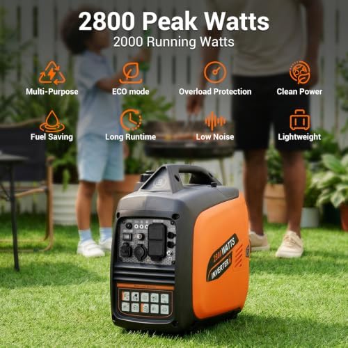 Oxseryn 2800-Watts Portable Inverter Generator, Gas Generators for Home Use, Camping, Super Quiet Emergency Home Backup, with Fuel Shut Off, 1.1Gal Fuel Tank, 39Lbs, EPA Compliant