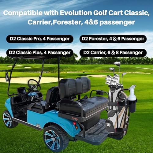 No Drilling Golf Cart Bag Holder Bracket/for 2+2 Rear Seat with Sand Bottle | Adjustable Golf Cart Bag Attachment Compatible with Evolution Golf