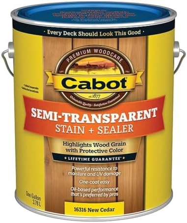Cabot Semi-Transparent Wood Stain + Sealer, Low VOC, Cedar, Gallon