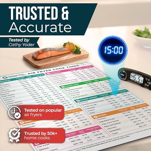 Cathy Yoder's Air Fryer Cheat Sheet Set, Air Fryer Accessories, AirFryer Cooking Guide Magnetic Cheat Sheet