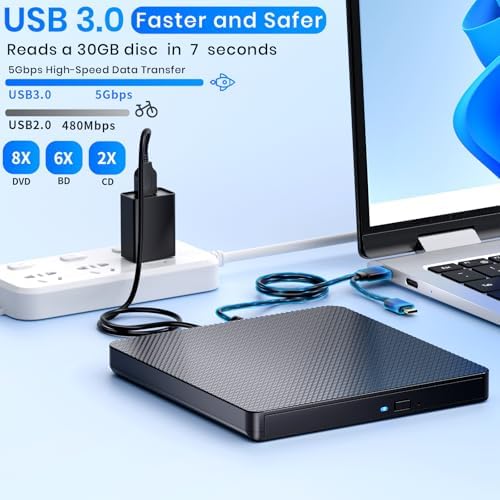External Blu ray Drives Player Read/Write Compatible Bluray Burner USB 3.0 / Type-C BD/DVD/CD Burner Blu ray Player for pc