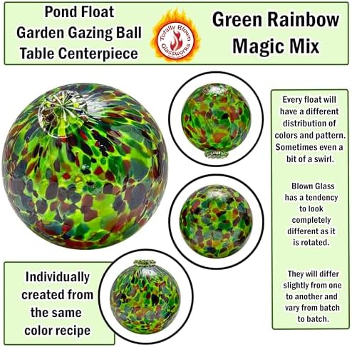 Totally Blown Glassworks Pond Float. Handmade Blown Glass, Garden Gazing Ball, Table Centerpiece