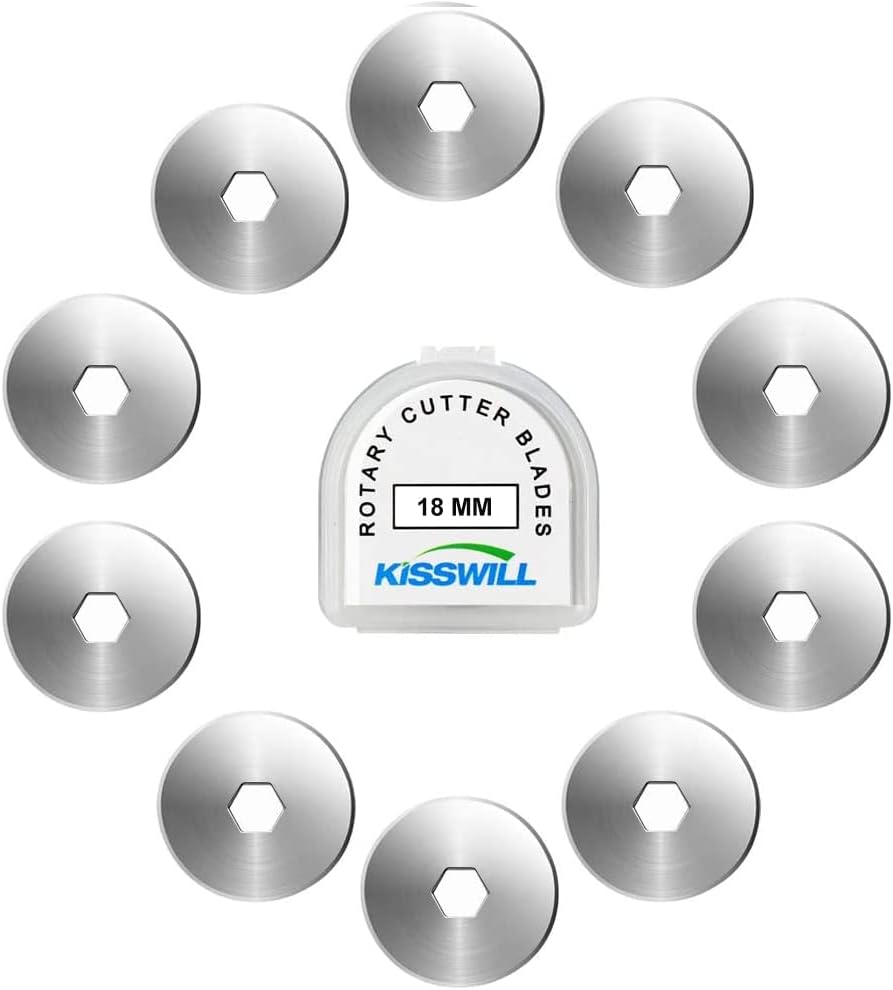 18mm Rotary Cutter Blades 10 Pack, Fits OLFA Rotary Circle Cutter Replacement for Quilting Scrapbooking Sewing Arts&Crafts, Sharp and Durable (18MM)