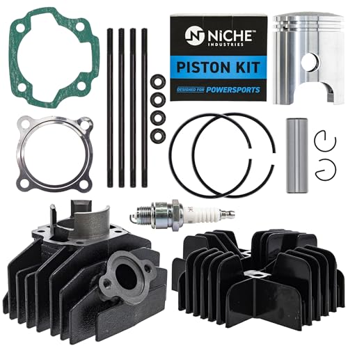 NICHE 80cc Piston Cylinder Head Top End Kit for Yamaha 21W-11111-00-00 | For Yamaha, Fits 1983-2006 PW80, 1986-1990 BW80 Motorcycles