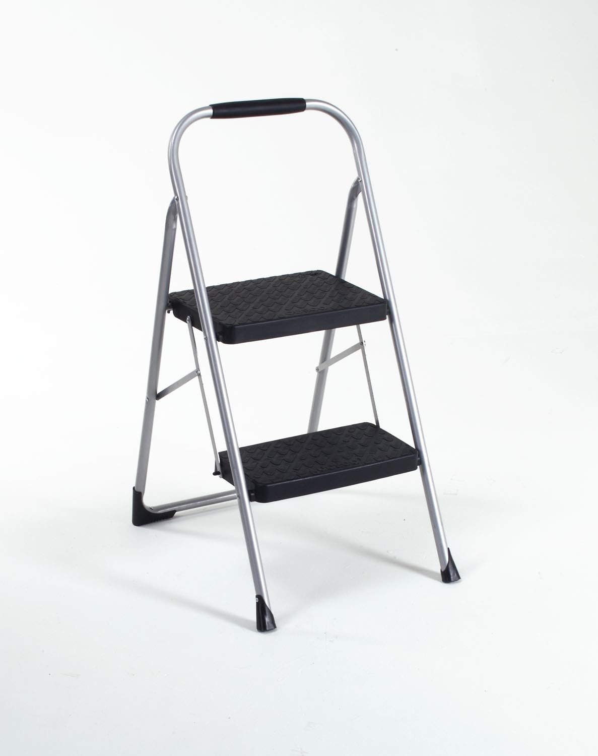 Cosco 11408PBL1E Three Step Big Step Folding Step Stool with Rubber Hand Grip, Grey