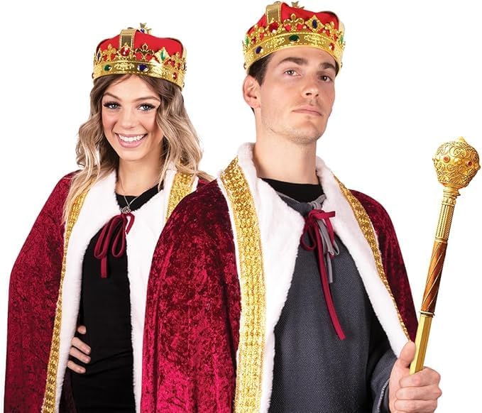 Kangaroo Royal Gold King Crowns for Men & Women - King Costume Headpiece | Medieval Prince Plastic Crown - King Costume Headpiece for Halloween