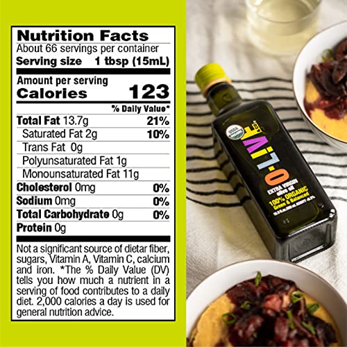 O-Live&Co. Premium USDA Organic Extra Virgin Olive Oil - First Cold Pressed EVOO - Phenolic Rich - Single Origin - Early Harvest - Versatile Oil Cooking & Dressing - 1L