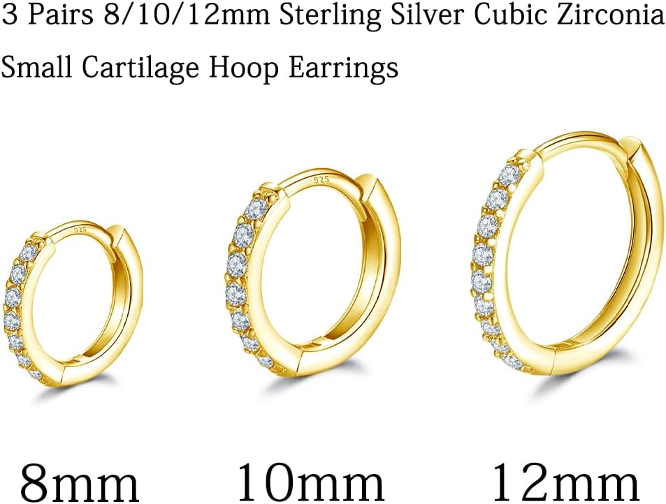 Dlihc 6 Pairs Sterling Silver Hoop and Stud Earrings Set for Women Men