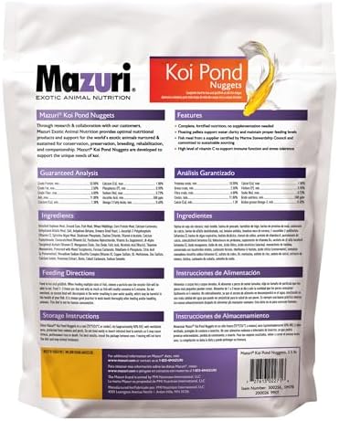 Mazuri Koi Floating Pond Nuggets, Floating Koi Fish Food for Ponds, 20 lbs