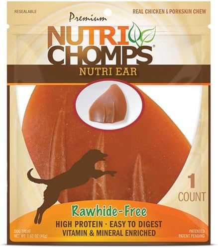 NutriChomps Rawhide-Free Dog Chews, Ear-Shaped, Chicken, 10 Count