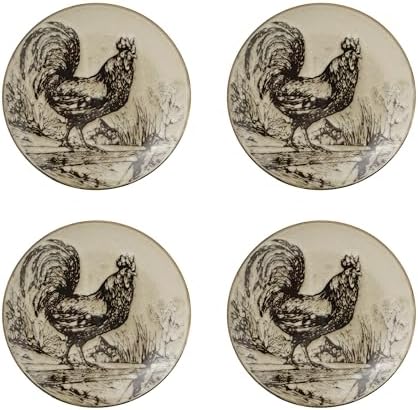 Pfaltzgraff Homespun Rooster 16-Piece Dinnerware Set, Service for 4 Brown