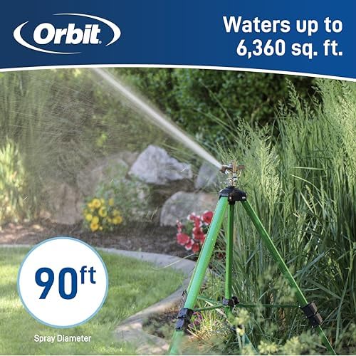 Orbit 58308Z Brass Impact Sprinkler on Tripod Base - Heavy-Duty Brass Sprinklers on Tripod.