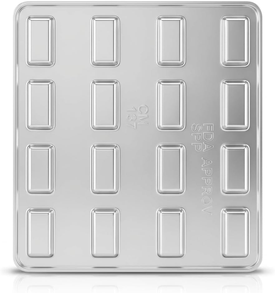 Andes Mint Piece Chocolate Candy Mold Candy Making 157, Small Rectangular Mint Candy Mold with 16 Cavities, 1 1/4" x 1/2" x 1/4"