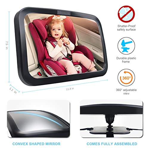 Shynerk Baby Car Mirror, Safety Car Seat Mirror for Rear Facing Infant with Wide Crystal Clear View, Shatterproof, 360° Rotation