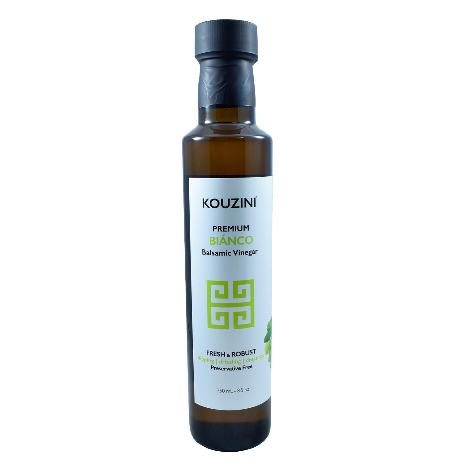 Kouzini Ultra-Premium Peach White Balsamic Vinegar, Aged, No Added Sugars or Preservatives, Ideal for Salads, Meats, Fish, Pizza, & Bread Dipping, Luxurious Balsamic Vinegar of Modena, 250ml