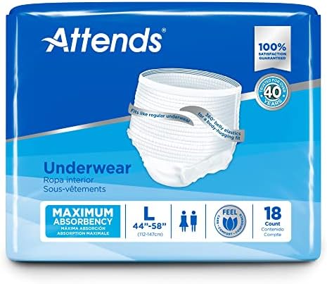 Attends Adult Absorbent Underwear, Medium, AP0720, Maximum, 80 ct | Disposable Pull-On Diapers with Tear-Away Sides and Breathable Waistband
