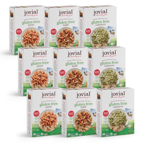 Jovial Brown Rice Farfalle, Penne, & Elbows Pasta - Whole Grain Organic Pasta, Gluten Free, Dairy Free, Made in Italy - 12 Oz, 3 Pack Variety