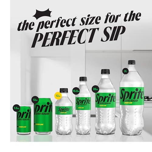 Sprite Zero Sugar Lemon-Lime Caffeine-Free Soda Bottles, 12 fl oz, 8 Pack | Naturally flavored soft drink, zero calories,