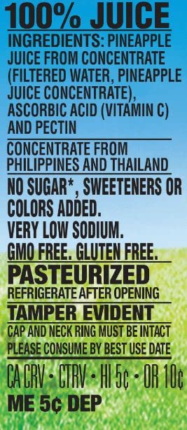 Langers 100% Pineapple Juice, 10 Fl Oz (Pack of 12)