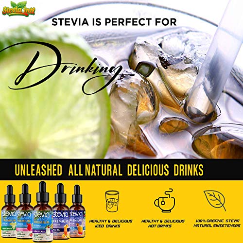 Stevia Intl (Pack of 5) Cocktails Lovers Bundle. Stevia Liquid Drops with 5 Flavors. All Naturally Sweet, Non-Bitter, No Sugar Added, 0 Carb