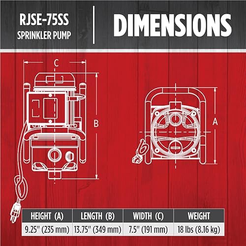 Red Lion RJSE-75SS, 3/4 HP, 11 GPM Stainless Steel Sprinkler Utility Pump
