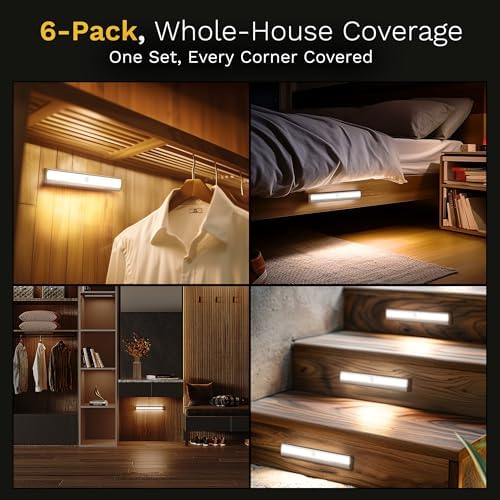 lexall 6 Pack Battery Powered Motion Sensor Lights Indoor, Closet Lights
